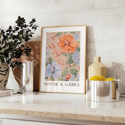 kitchen ambiance Botanical Garden Poster Prints green orange hues vibrant life walls gift stunning wall art accent artwork standalone print charm space today