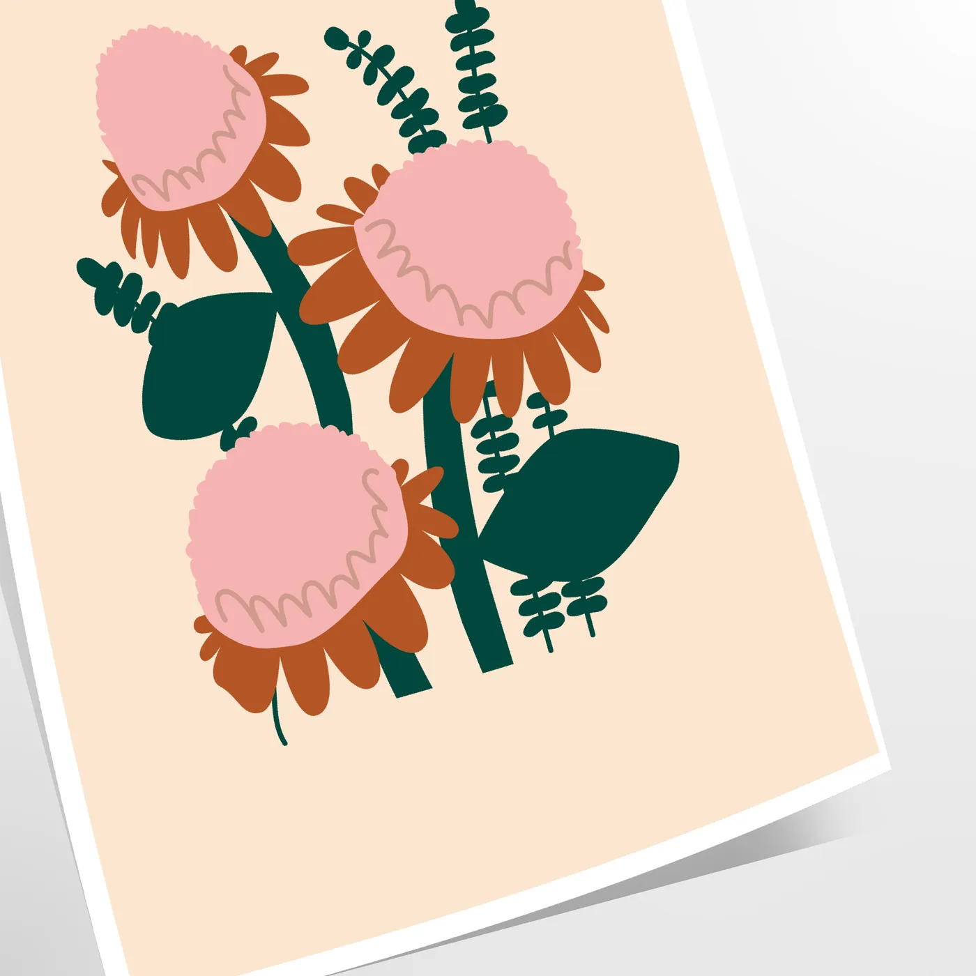 space vibrant plant poster lush green orange hues unique wall art gift stunning print nature indoors decor multiple sizes A4 cm A0