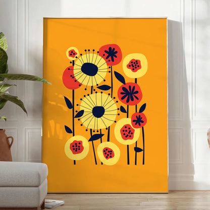 space stunning plant poster vibrant orange hues sophisticated black background eye wall art perfect gift addition decor unframed formats